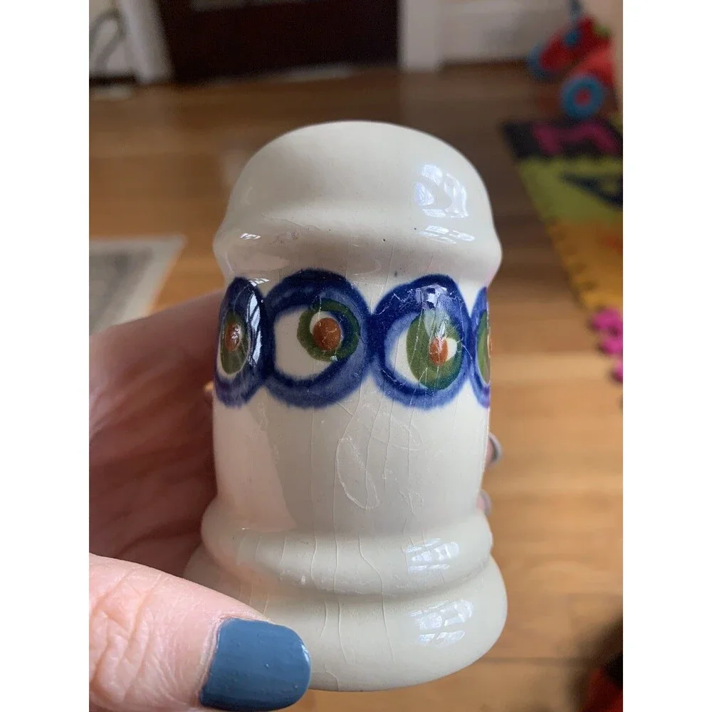 Vintage German Salt & Pepper Shakers, Hand Painted Ceramic Salz Pfeffer
